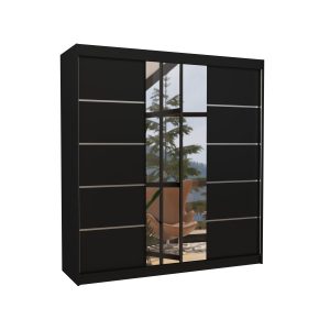 Szafa przesuwna z lustrem BERGEN 200 Black 1018256 Szafa przesuwna z lustrem BERGEN 200 Black 1018256