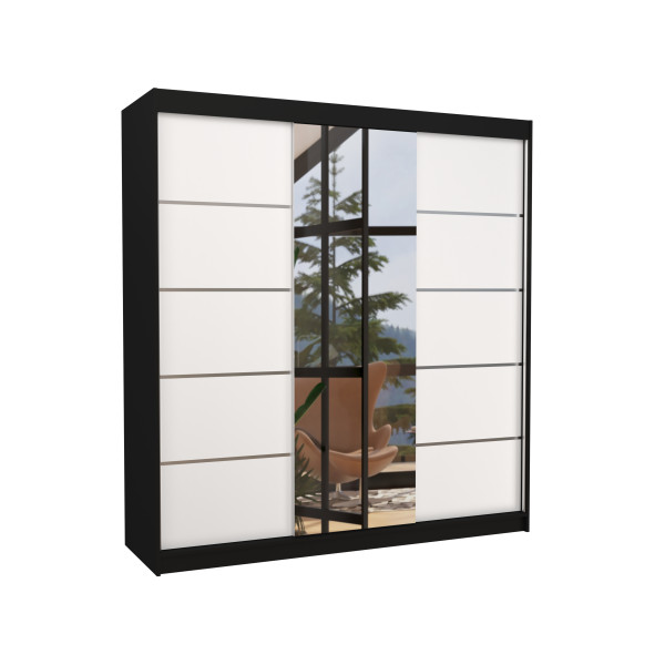 Szafa przesuwna z lustrem BERGEN 200 Black 1018056