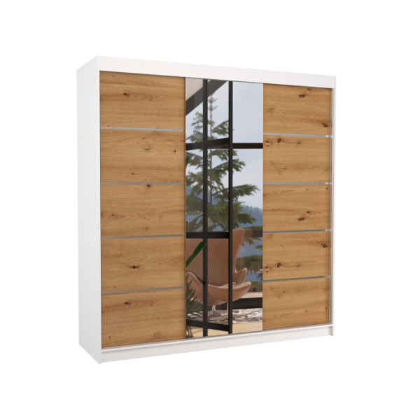 Szafa przesuwna z lustrem BERGEN 200 White 1018179