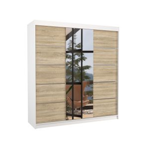 Szafa przesuwna z lustrem BERGEN 200 White 1018178 Szafa przesuwna z lustrem BERGEN 200 White 1018178