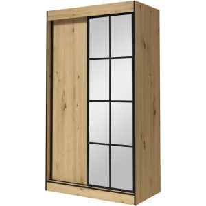 Szafa przesuwna z lustrem BERGEN II 120 dąb artisan / czarny 265668 Szafa przesuwna z lustrem BERGEN II 120 dąb artisan / czarny 265668