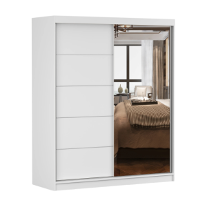 Szafa przesuwna z lustrem Bono 05 160 cm Biały mat/ Biały mat 731304 Szafa przesuwna z lustrem Bono 05 160 cm Biały mat/ Biały mat 731304