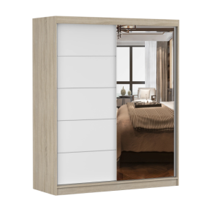 Szafa przesuwna z lustrem Bono 05 160 cm Dąb sonoma/Biały mat 732147 Szafa przesuwna z lustrem Bono 05 160 cm Dąb sonoma/Biały mat 732147