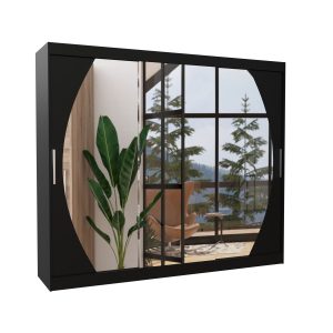 Szafa przesuwna z lustrem CAMBE 250 Black 1012336 Szafa przesuwna z lustrem CAMBE 250 Black 1012336