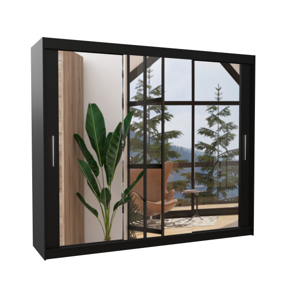Szafa przesuwna z lustrem CHESTER 250 Black 1018208