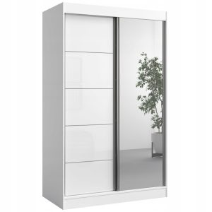 Szafa przesuwna z lustrem Como 2D1L 120 Biała (lacobel) 668534 Szafa przesuwna z lustrem Como 2D1L 120 Biała (lacobel) 668534