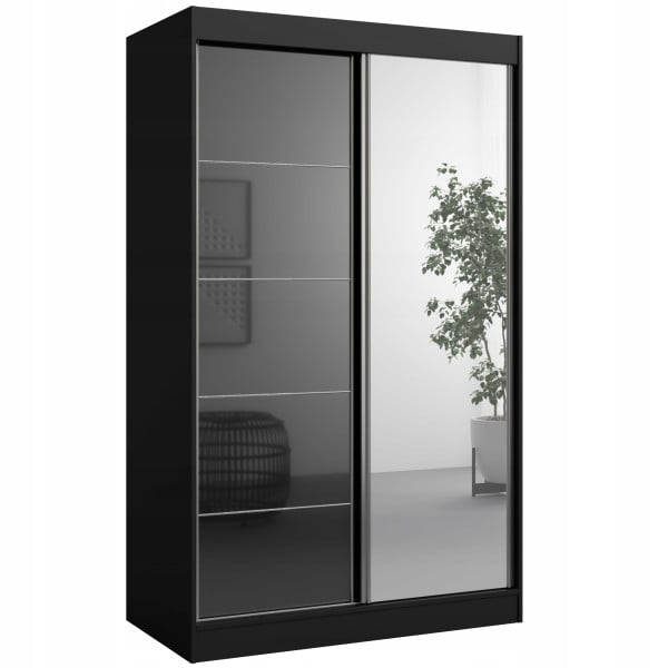 Szafa przesuwna z lustrem Como 2D1L 120 Czarna (lacobel) 668523