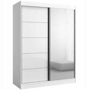 Szafa przesuwna z lustrem Como 2D1L 150 Biała (lacobel) 676075 Szafa przesuwna z lustrem Como 2D1L 150 Biała (lacobel) 676075