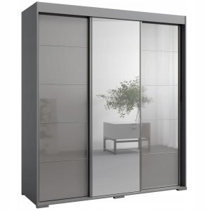 Szafa przesuwna z lustrem Como 3D1L 180 Szara (lacobel) 676076 Szafa przesuwna z lustrem Como 3D1L 180 Szara (lacobel) 676076