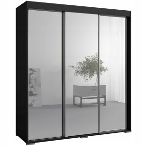 Szafa przesuwna z lustrem Como 3D3L 180 Czarna 668518 Szafa przesuwna z lustrem Como 3D3L 180 Czarna 668518