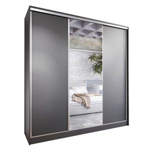 Szafa przesuwna z lustrem CORIA A 180 czarna 236472 Szafa przesuwna z lustrem CORIA A 180 czarna 236472