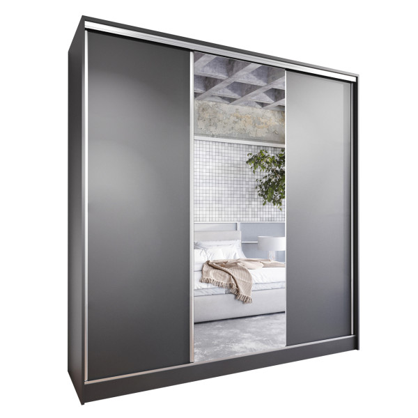 Szafa przesuwna z lustrem CORIA B 180 czarna 236505