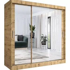 Szafa przesuwna z lustrem dąb artisan 200 cm – Jovian 524446 Szafa przesuwna z lustrem dąb artisan 200 cm – Jovian 524446