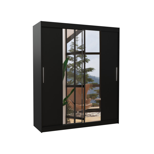 Szafa przesuwna z lustrem DALLAS 180 Black 1018270