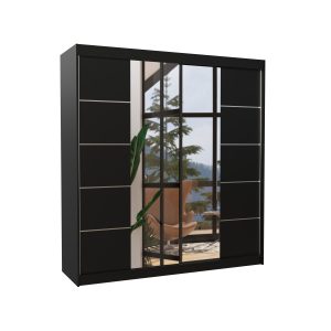 Szafa przesuwna z lustrem DALMATIA 200 Black 1046752 Szafa przesuwna z lustrem DALMATIA 200 Black 1046752