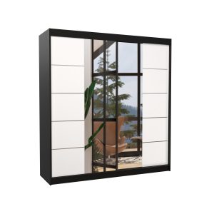 Szafa przesuwna z lustrem DALMATIA 200 Black 1046728 Szafa przesuwna z lustrem DALMATIA 200 Black 1046728