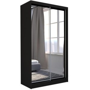 Szafa przesuwna z lustrem DEBRA 120 cm czarna 328641 Szafa przesuwna z lustrem DEBRA 120 cm czarna 328641