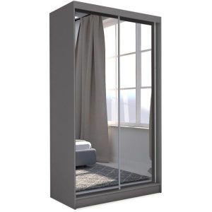Szafa przesuwna z lustrem DEBRA 120 cm grafit 328634 Szafa przesuwna z lustrem DEBRA 120 cm grafit 328634