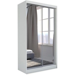 Szafa przesuwna z lustrem DEBRA 150 cm biała 328640 Szafa przesuwna z lustrem DEBRA 150 cm biała 328640