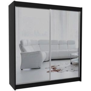 Szafa przesuwna z lustrem DEBRA 200 cm czarna 328635
