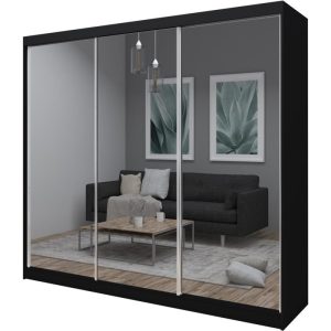 Szafa przesuwna z lustrem DEBRA 240 cm czarna 328643