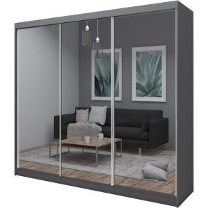Szafa przesuwna z lustrem DEBRA 240 cm grafit 328636