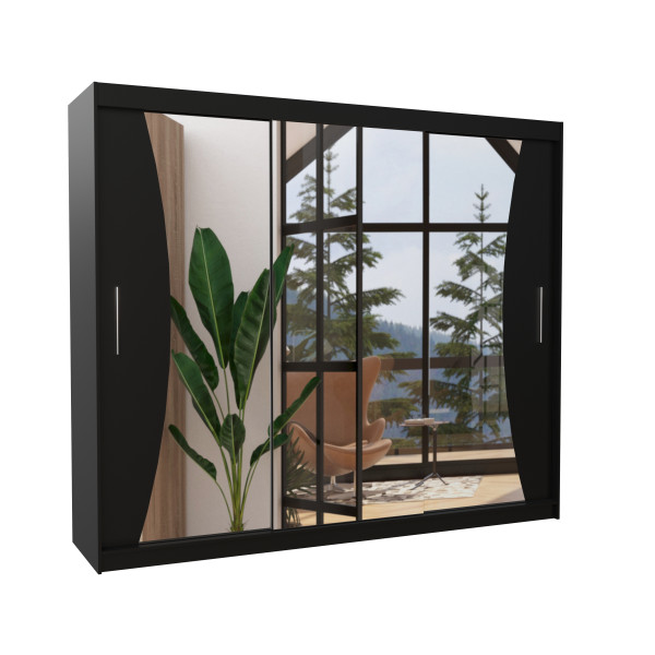 Szafa przesuwna z lustrem DIEGO 250 Black 1006018