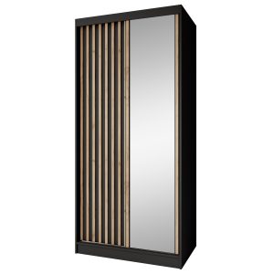 Szafa przesuwna z lustrem DONATELLO 100 cm | Czarna z szufladami 1083984 Szafa przesuwna z lustrem DONATELLO 100 cm | Czarna z szufladami 1083984