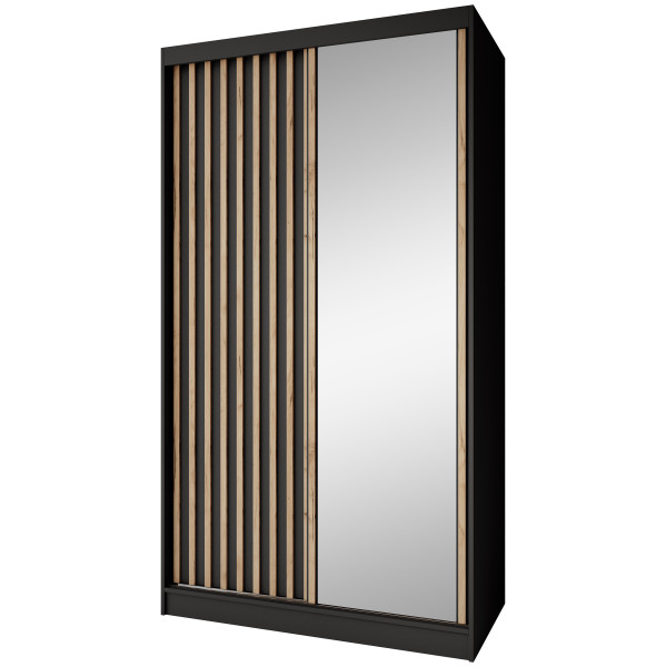 Szafa przesuwna z lustrem DONATELLO 120 cm | Czarna 1083962