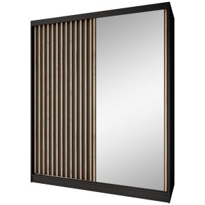 Szafa przesuwna z lustrem DONATELLO 180 cm | Czarna 1083979