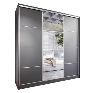 Szafa przesuwna z lustrem ELLA A 200 czarna 236487 Szafa przesuwna z lustrem ELLA A 200 czarna 236487