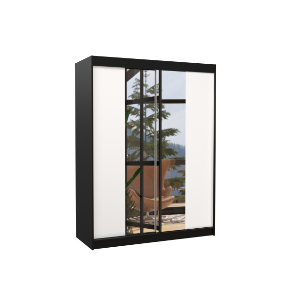 Szafa przesuwna z lustrem FEVER 150 Black 1018304