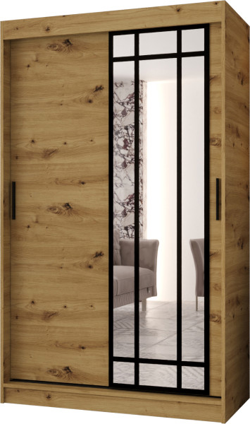 Szafa przesuwna z lustrem Garderoba ALMERIA 120 artisan + u. czarny 1097937