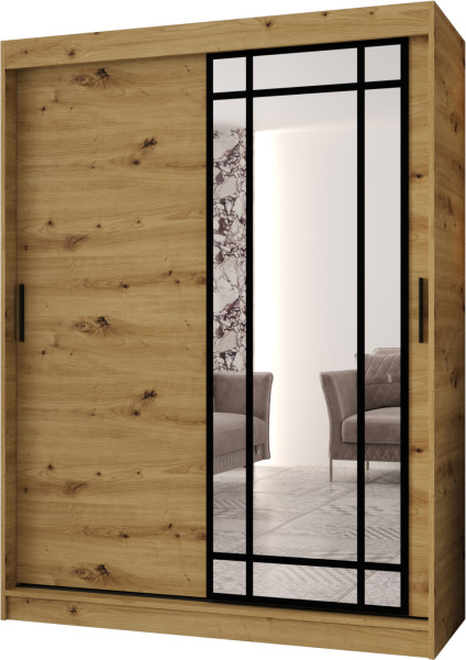 Szafa przesuwna z lustrem Garderoba ALMERIA 150 artisan + u. czarny 1097842