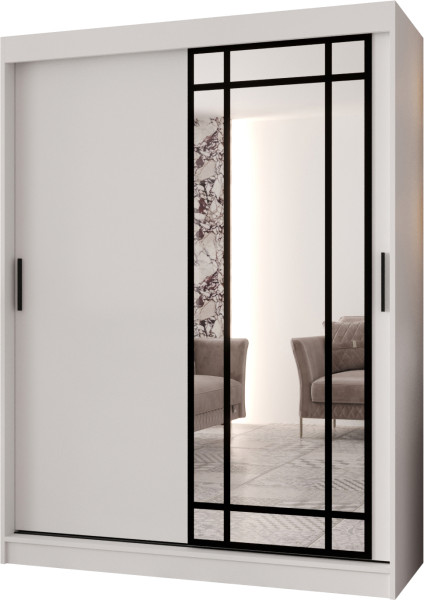 Szafa przesuwna z lustrem Garderoba ALMERIA 150 biały + u. czarny 1097882
