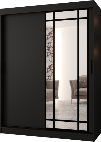 Szafa przesuwna z lustrem Garderoba ALMERIA 150 czarny + u. czarny 1097890