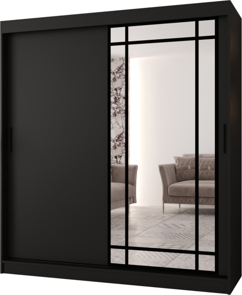 Szafa przesuwna z lustrem Garderoba ALMERIA 180 czarny + u. czarny 1097941