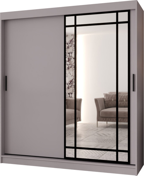 Szafa przesuwna z lustrem Garderoba ALMERIA 180 kaszmir + u. czarny 1097938
