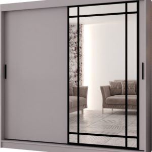 Szafa przesuwna z lustrem Garderoba ALMERIA 200 kaszmir + u. czarny 1097852