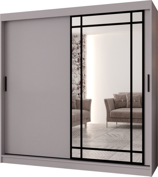 Szafa przesuwna z lustrem Garderoba ALMERIA 200 kaszmir + u. czarny 1097852