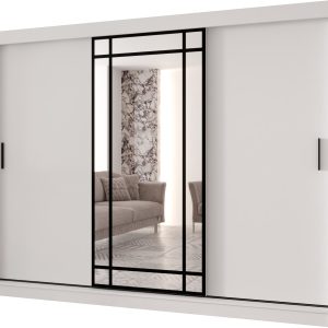 Szafa przesuwna z lustrem Garderoba ALMERIA 250 biały + u. czarny 1097900