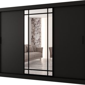 Szafa przesuwna z lustrem Garderoba ALMERIA 250 czarny + u. czarny 1097902