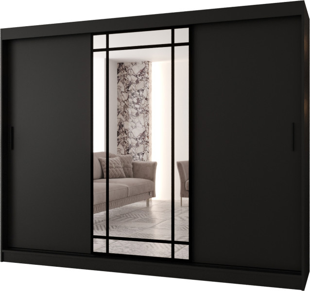 Szafa przesuwna z lustrem Garderoba ALMERIA 250 czarny + u. czarny 1097902