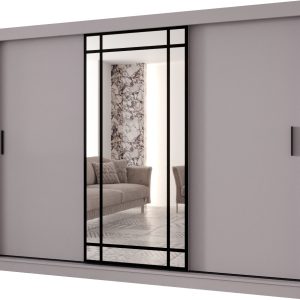 Szafa przesuwna z lustrem Garderoba ALMERIA 250 kaszmir + u. czarny 1097906