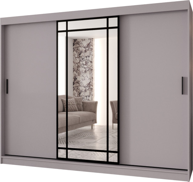 Szafa przesuwna z lustrem Garderoba ALMERIA 250 kaszmir + u. czarny 1097906