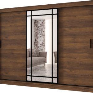 Szafa przesuwna z lustrem Garderoba ALMERIA 250 orzech + u. czarny 1097846