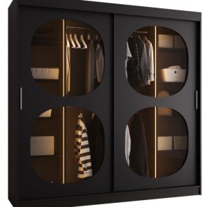 Szafa przesuwna z lustrem Garderoba BAHRAJN 2 200 czarny + LED 652143