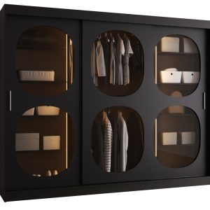 Szafa przesuwna z lustrem Garderoba BAHRAJN 2 250 czarny + LED 652133