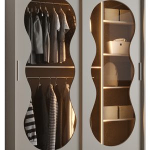 Szafa przesuwna z lustrem Garderoba BAHRAJN 3 150 kaszmir + LED 652160