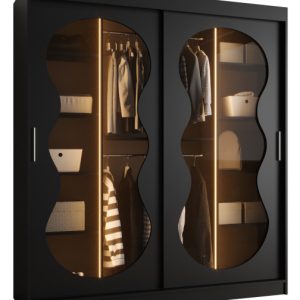 Szafa przesuwna z lustrem Garderoba BAHRAJN 3 180 czarny + LED 652131